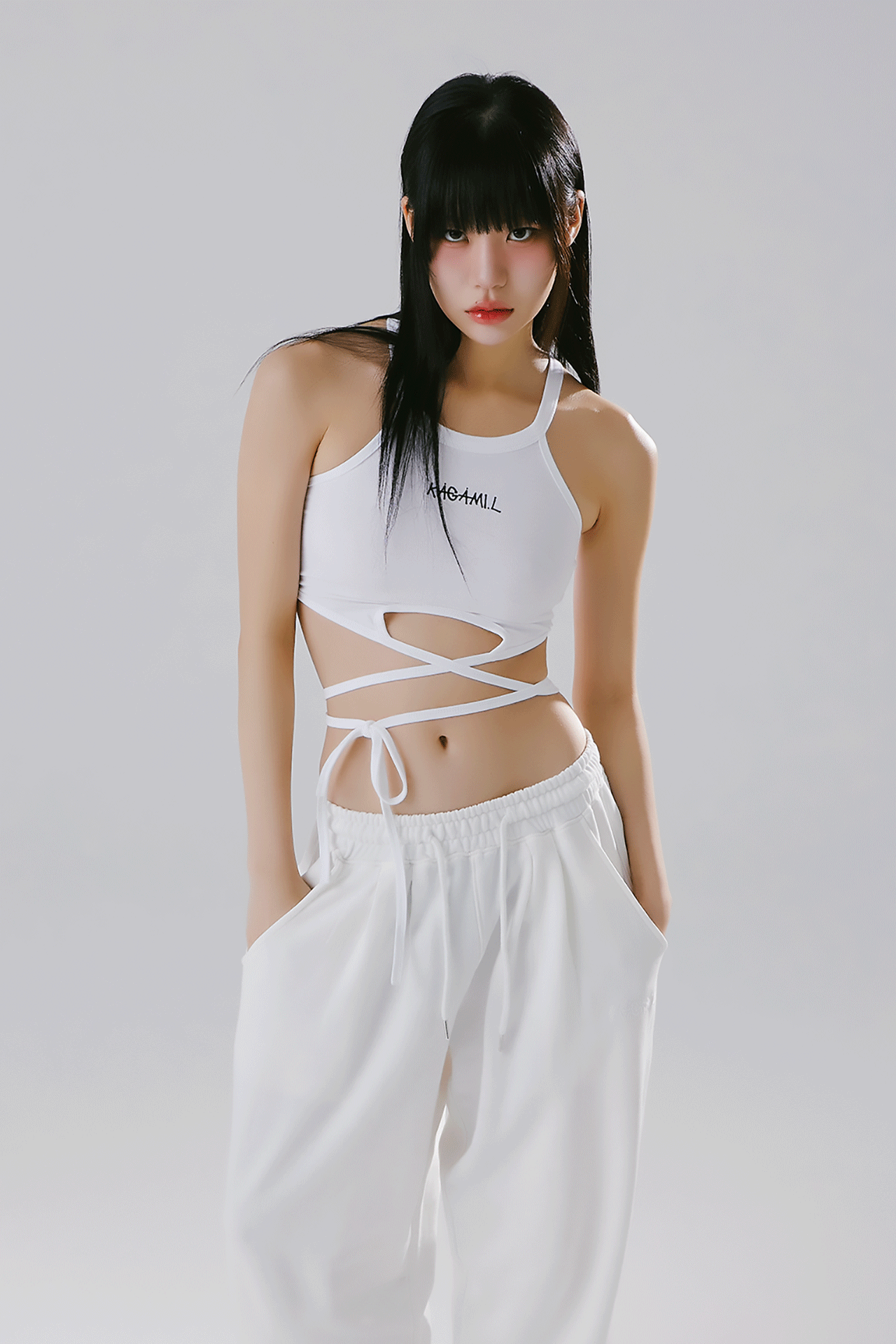 LACE UP CROP TOP WHITE