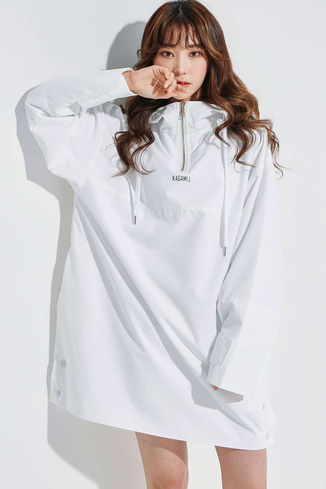 Oversize Anorack Hoodie Onepiece White