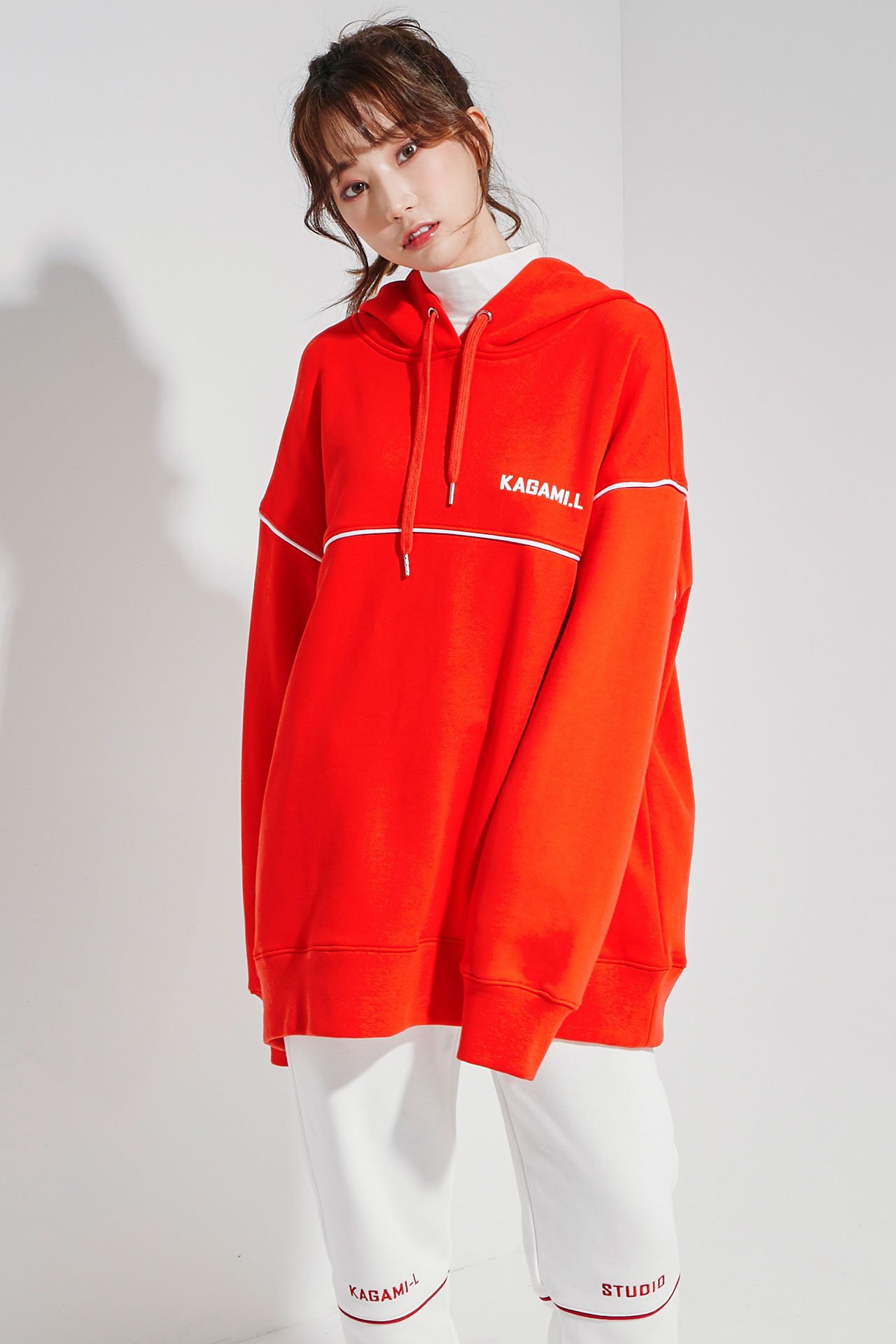 Oversize Front Line Hoodie Red