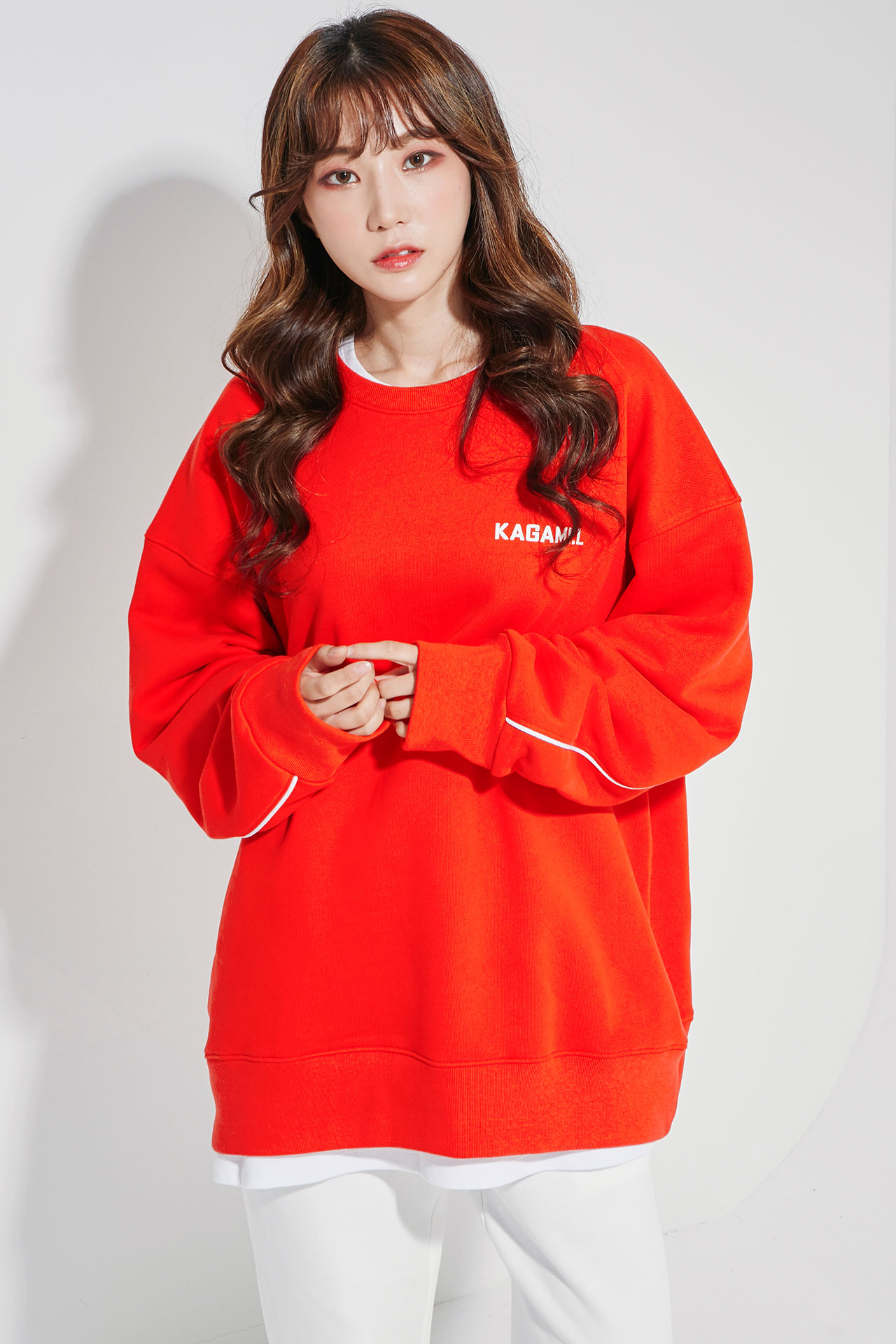 Oversize Back Line Sweat shirt Red